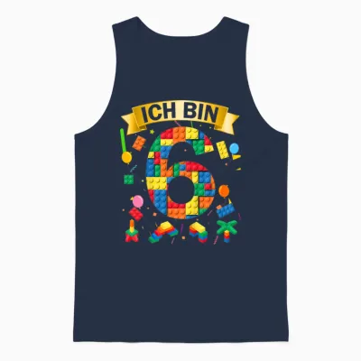 Children's 6th Birthday Boy Girl Gift Idea Outfit Ich Bin 6 Unisex Tank Top - Navy