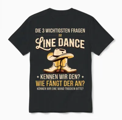 Die 3 Fragen Im Line Dance Women's Western Country Dance Unisex T-Shirt - Black