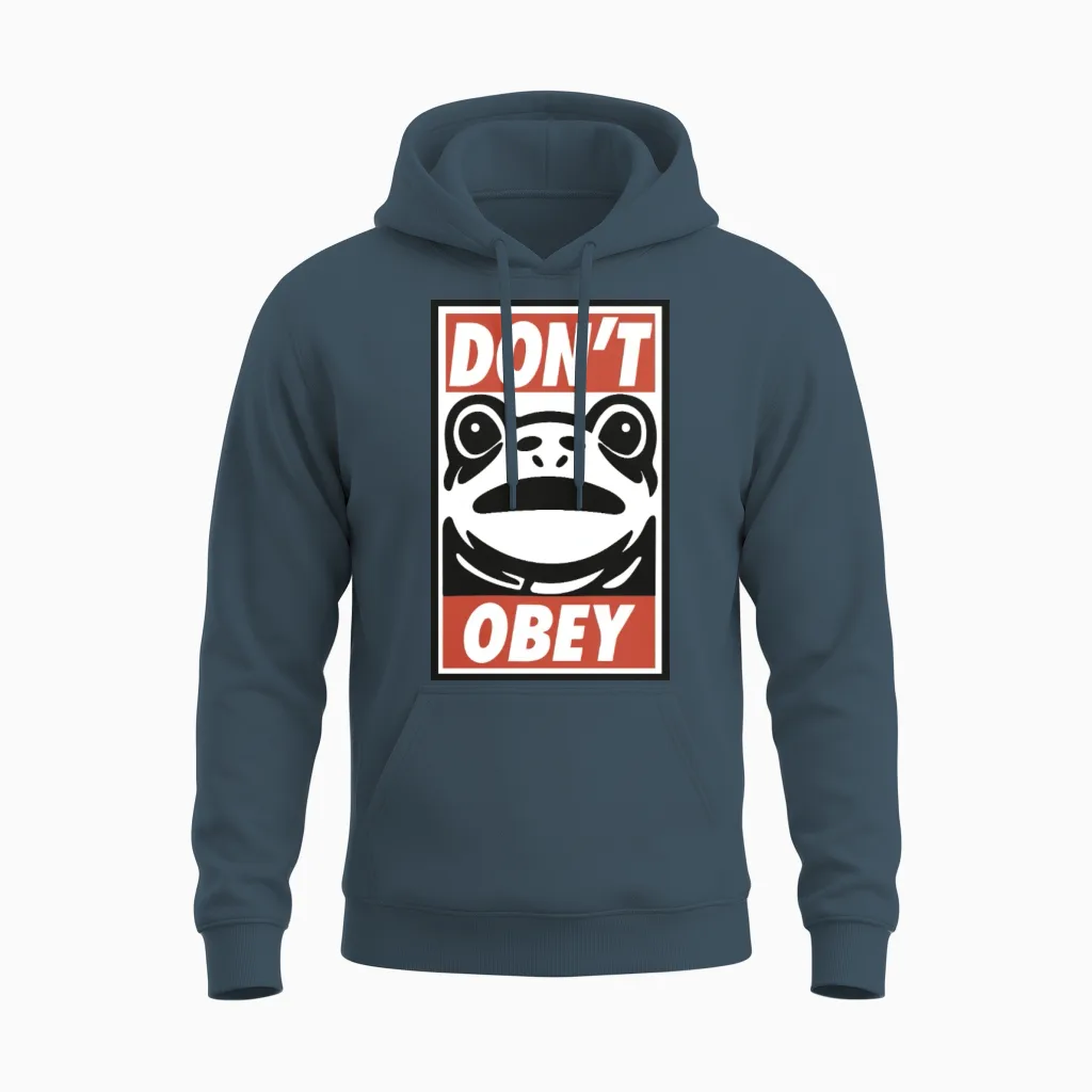 Donβt Obey Frog Shirt β Symbol of Freedom Unisex Hoodie in Dark Heather