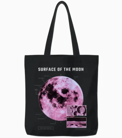 Backprint: Universe Festival Auf Vaporwave Mond Tote Bags - Black