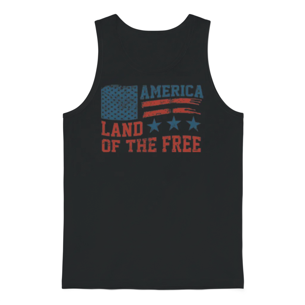 America Land of the Free โ Patriotic & 4th July Unisex Tank Top - Black