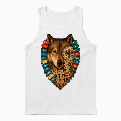 Göktürk Bozkurt Unisex Tank Top - White