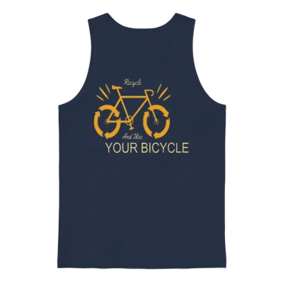 Recycle and Use Your Bicycle Earth Protection Unisex Tank Top - Navy