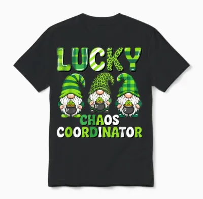 St Patrick's Day - Lucky Shamrock Leopard Gnomes Irish Women Unisex T-Shirt - Black