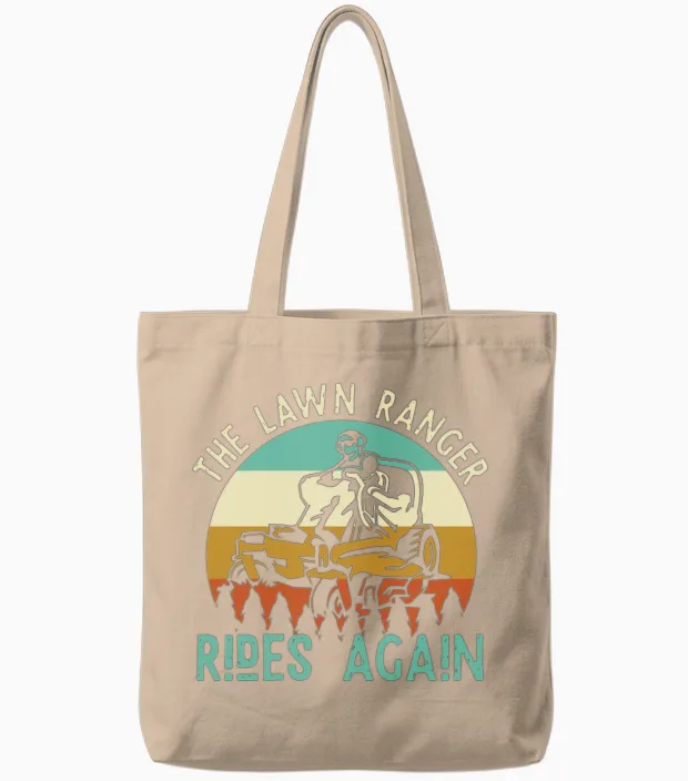 The Lawn Ranger Lawn Mower Tractor Tote Bags in Natural