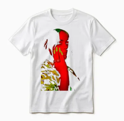 Official Billie Eilish Red Photo Neon Black Unisex T-Shirt - White