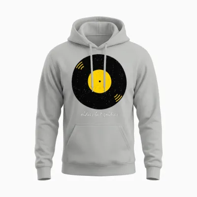 Vintage Music Vinyl Retro Unisex Hoodie - Ash
