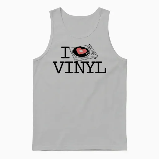 I Love Vinyl - & Dj Unisex Tank Top in Ash