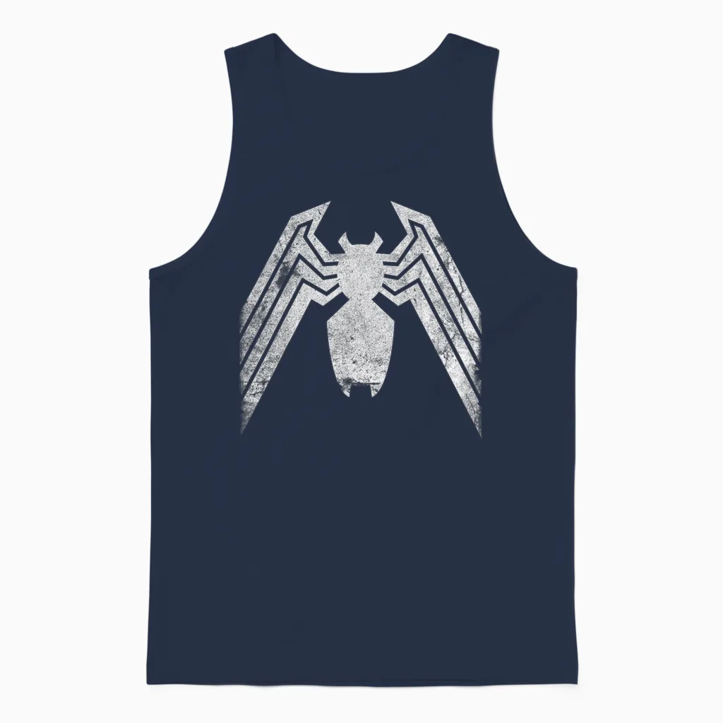 Marvel Comics Retro Classic Venom Distressed Emblem Unisex Tank Top in Navy