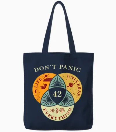 Life Universe Everything 42 Science Fiction Space Lovers Tote Bags - Navy