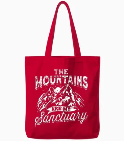 The Mountains Are My Sanctuary - Hiking Tote Bags - Red