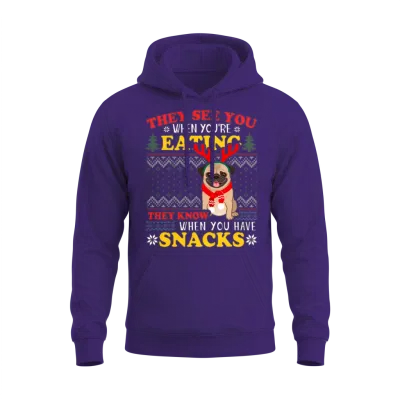 Pug Ugly They See You're Eating Unisex Hoodie - Purple