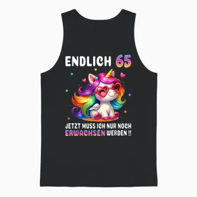 65 Geburtstag Geschenke Frau 65 Jahre Einhorn Party Outfit Unisex Tank Top - Black
