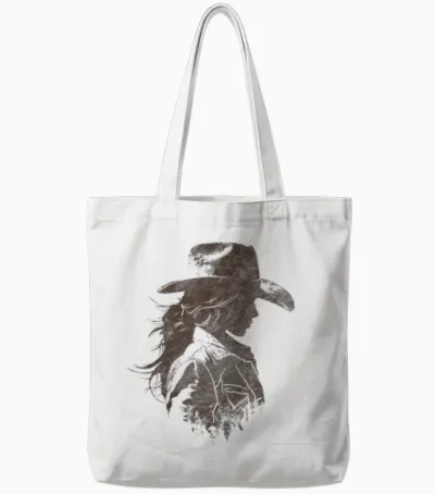 Western Aesthetic Vintage Cowgirl Rustic Country Graphic T-Shirt, Grey, S Tote Bags - White