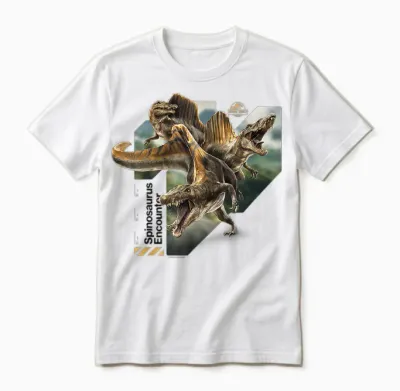 Jurassic World Rebirth Spinosaurus Hunting T-Shirt, Black, S Unisex T-Shirt - White