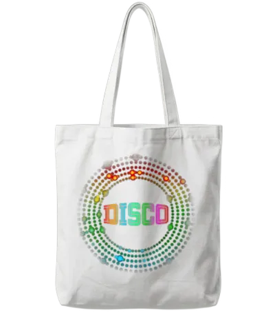 Retro Disco Tote Bags - White
