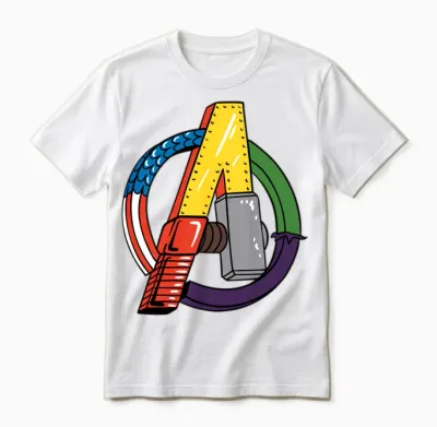Amazon Essentials Marvel Avengers Multi Hero Logo Collage Unisex T-Shirt - White
