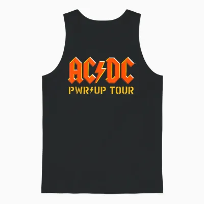 Ac/dc Pwr Up Tour T-Shirt - Unisex-Adults, Black, Small, Short Sleeve, Classic Fit, Cotton Blend Unisex Tank Top - Black