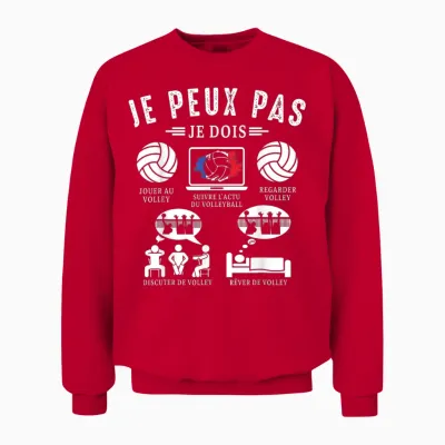 I Can't I Have Volleyball Volleyball Fans Funny T-Shirt, Black, S Unisex Sweatshirt - Red