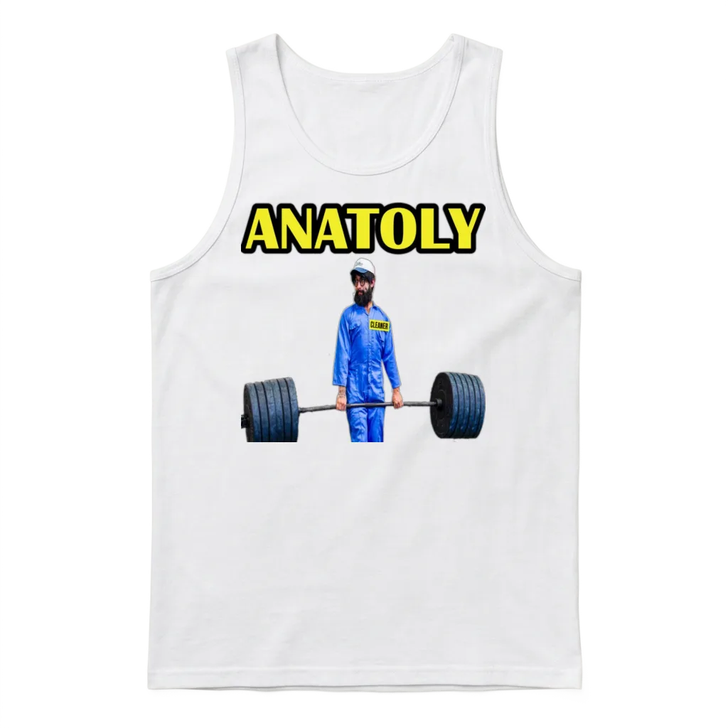 Anatoly Gym Cleaner โ & Lifting Unisex Tank Top - White