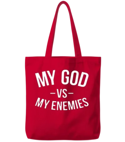 My God vs My Enemies Tote Bags - Red