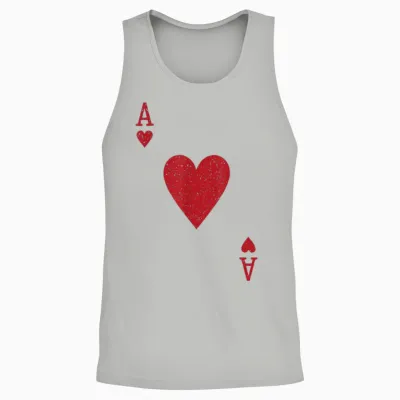 Ace Heart Card Poker Vegas T-Shirt Fancy Dress Costume Unisex Tank Top - Ash