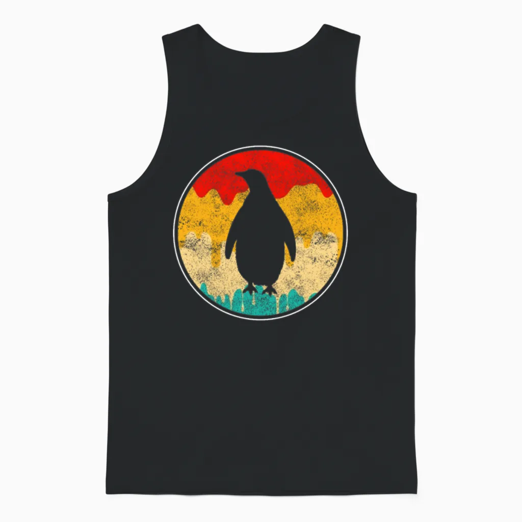 Penguin Retro Unisex Tank Top in Black