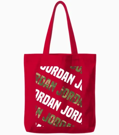 Jordan Camo Pattern Green Camouflage Tote Bags - Red