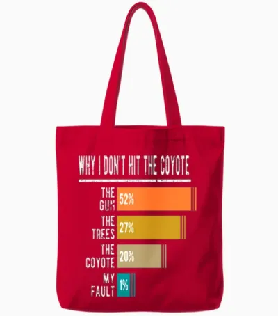 Coyote Hunter Saying Funny Coyote Hunting Tote Bags - Red