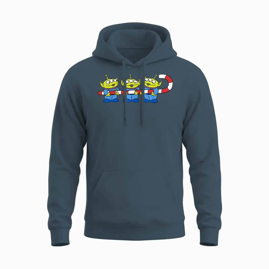 Disney Pixar Toy Story Aliens Candy Cane Christmas Unisex Hoodie in Dark Heather