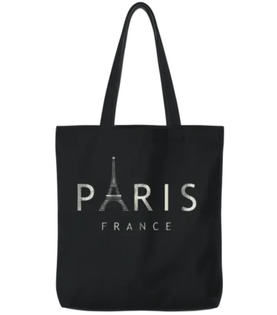 Paris Eiffel Tower Tote Bags - Black