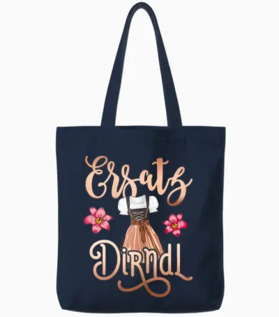 Trachtenshirt Damen Ersatz Dirndl Shirt Frauen Trachten T-Shirt, Schwarz, Kurzarm Tote Bags - Navy