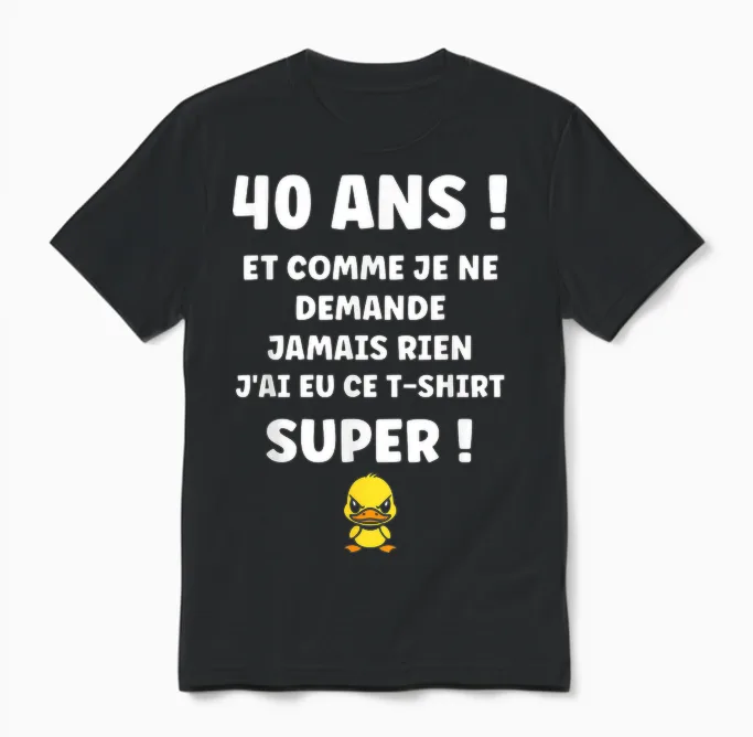 Draw Idea Funny 40 Years Funny Birthday 40 Years Unisex T-Shirt in Black
