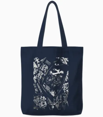 Japon Streetwear Cyberpunk Y2k Techwear Rétro Manga Anime Tote Bags - Navy