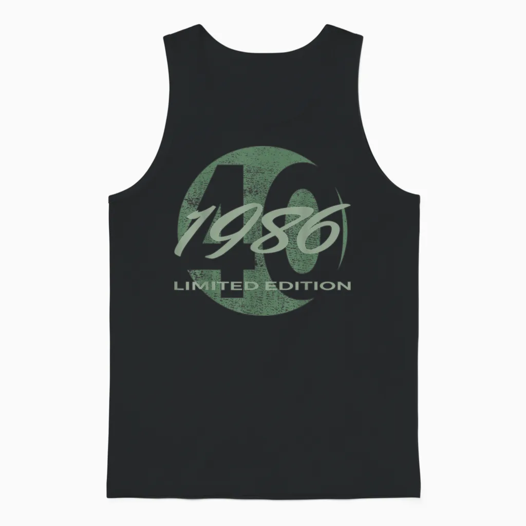 40th Birthday Man Woman 40 Years 1986 Funny Gift Unisex Tank Top in Black
