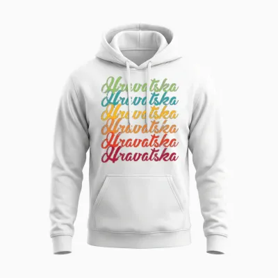 Hrvatska Croatia Retro Unisex Hoodie - White