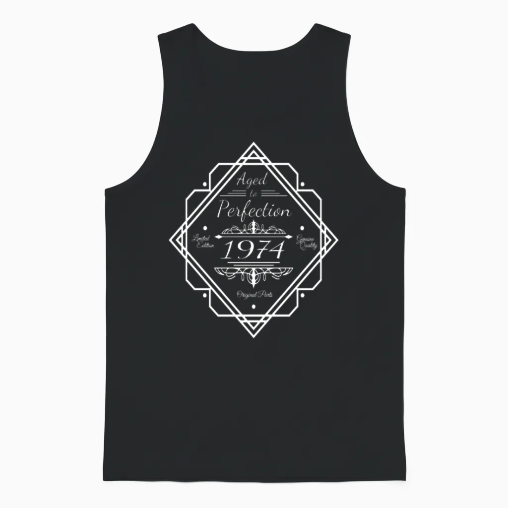 1974 Vintage Aged to Perfection 50th Unisex Tank Top in Black