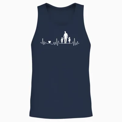 Vater Sohn Tochter Herzschlag Frequenz Für Papa Zum Vatertag Unisex Tank Top - Navy