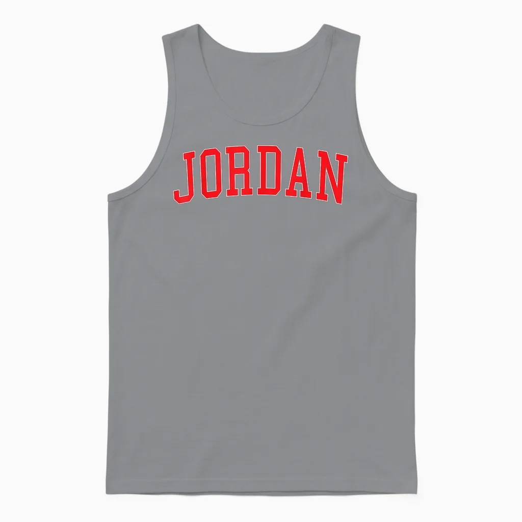 Jordan Red Varsity Unisex Tank Top in Sport Grey