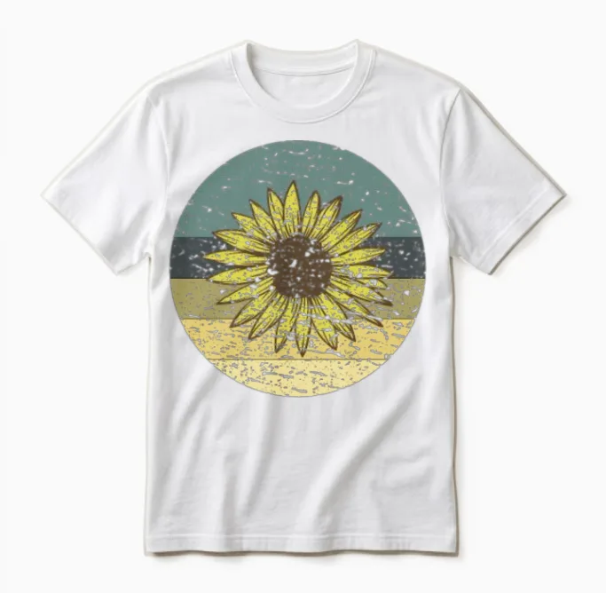 Retro Sunflower Unisex T-Shirt in White