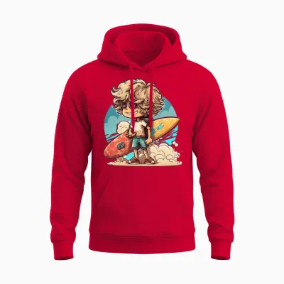 Surfer Summer Funny Unisex Hoodie - Red