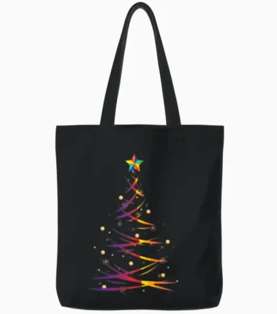 Christmas Fir Tree Tote Bags - Black