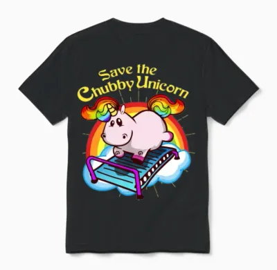 Unicorn Fitness Diet Fat Rainbow Yoga Gift Unisex T-Shirt - Black