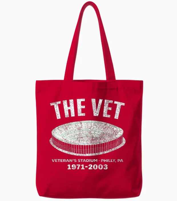 Veteranenstadion Philadelphia Tote Bags in Red