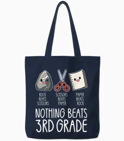 Nothing Beats 3rd Grade Funny Back to School Kids Teachers Tote Bags - Navy