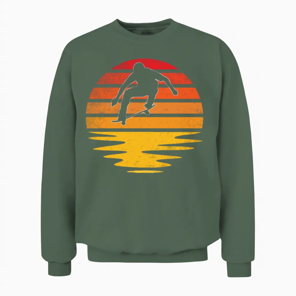 Skating Retro Unisex Sweatshirt in Military Green