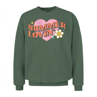 Retro Summer Sublimation Unisex Sweatshirt - Military Green