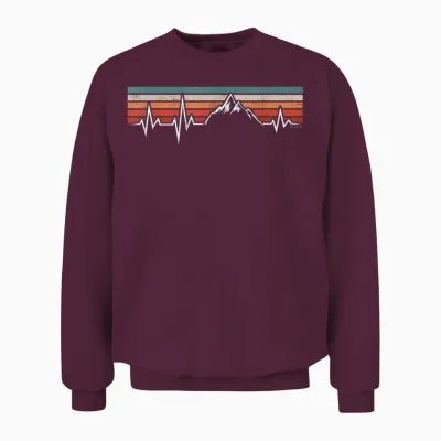 Herzschlag Berge Bergwandern Wandern Berg Ekg Wander Unisex Sweatshirt - Maroon