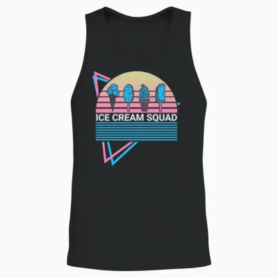Ice Cream Retro Unisex Tank Top - Black