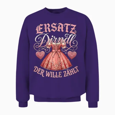 Ersatz Dirndl Shirt Damen Trachtenshirt Oberteil Trachten Unisex Sweatshirt - Purple